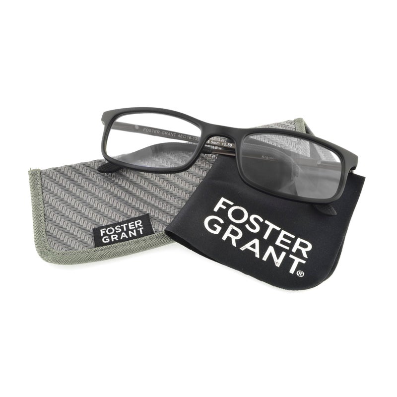 Foster Grant mens Kramer E.readersÃ‚â„¢ Glasses Reading Glasses, Matte Black/Transparent, 51 mm US - Image 2